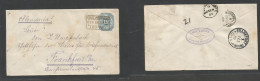 Argentina - Stationery. 1889 (21 Ene) Colonia Progreso, Santa Fe - Germany, Frankfurt (1 March) 12c Light Blue Stationar - Autres & Non Classés