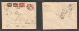 Argentina - Stationery. 1896 (30 Aug) Buenos Aires - Germany, Gossnitz (23 Sept) 5c Rose Stat Env + 3 Adtls, At 12c Rate - Autres & Non Classés