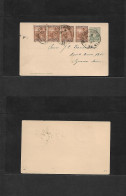 Argentina - Stationery. 1900 (9 June) Buenos Aires Local Usage. 4c Grey Stat Card + (x4) 1/2c Brown Strip Of Four, Cds. - Autres & Non Classés