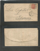 Argentina - Stationery. 1880 (11 Nov) TPO / Estaf Amb FCO Nº5 - Rosario Via Buenos Aires. 1c Red Stat Wrapper. VF Condit - Autres & Non Classés