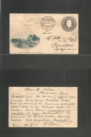 Argentina - Stationery. 1907 (22-25 Nov) Reply Half Stat Card Illustrated Estacion FFL Proper Usage. Switzerland, Thuin  - Autres & Non Classés