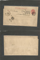 Argentina - Stationery. 1889 (20 June) Buenos Aires - Montevideo, Uruguay (21 June) 1c Red Stat Wrapper + Tax + Aux Cach - Autres & Non Classés