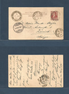 Argentina - Stationery. 1895 (21 Marzo) Palermo - Switzerland, Zurich (11 April) 6c Red Stat Card, Lovely Borough Usage  - Autres & Non Classés