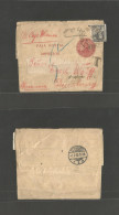 Argentina - Stationery. 1908 (Jan) Bolivia - Germany (1 Feb) 1/2c. Rose Stationary Complete Wrapper + Adtl, Tied Cds + T - Autres & Non Classés