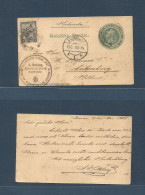 Argentina - Stationery. 1908 (20 May) Rosario - Netherlands, Culenborg (13 June) 4c Grey Stat Card + Adtl With Special E - Autres & Non Classés