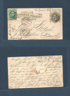 Argentina - Stationery. 1885 (27-28 Feb) Buenos Aires - Switzerland, Basel (22 March) 4c Grey Stat Card + 2c Green Adtl  - Autres & Non Classés