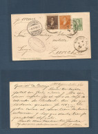 Argentina - Stationery. 1894 (1 July) Buenos Aires - Switzerland, Zurich (22 July) 2c Green Stat Card + 2 Adtls, Cds 6c  - Autres & Non Classés