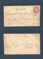 Argentina - Stationery. 1886 (19 Mar) TPO / Estacion Amb FCA. Rosario - Bs As (22 March) 8c Red Stat Envelope Cds + Reve - Autres & Non Classés