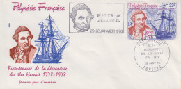 Enveloppe  FDC   1er  Jour   POLYNESIE   James  COOK   Bicentenaire   Découverte  Des   ILES   HAWAII    1978 - FDC