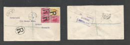 AUSTRALIA. 1901 (18 Febr) Western Austr. Cue - Tasmania, Hobart (March 17) Registered Multifkd Swan Issue Envelope At 5d - Other & Unclassified