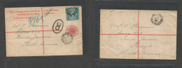 AUSTRALIA. 1900 (12 July) NSW, Sydney - Brazil, Rio J. South America (12 Sept) Registered 3d Red Stat Env + 5d Adtl, Tie - Other & Unclassified