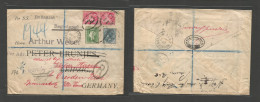 AUSTRALIA. 1897 (Ap 15) NSW, Sydney - Germany, Leipzig (27 May) Registered Multifkd Env, Tied R-cachets + Various Aux Ma - Other & Unclassified