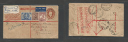 AUSTRALIA. 1947 (23 Apr) NSW Kogarah - Romania, Bucarest (15 May) Registered Multifkd 5 1/2d Stat Env Incl Biels + Roos, - Other & Unclassified