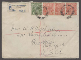 AUSTRALIA. 1933 (5 July). Elisabeth St Melbourne, Via - USA (2 Aug). Reg Multifkd Env 7d Rate Cds. - Altri & Non Classificati