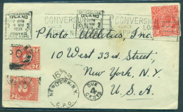 AUSTRALIA. 1938 (16 Nov). Brisbane / Qland - USA. Fkd Env 2d / Slogan Cancel, Taxed + Aux Marks + US P Dues 2c (x2) Prec - Altri & Non Classificati