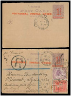 AUSTRALIA. 1894. Victoria. Melbourne - Lebanon / Beyrouth. Reg Doble Ovptd Stat Card + 2 Adtls. Via East M. Endorsed Per - Altri & Non Classificati