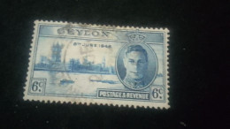 CEYLON- 1946-     6  C  .    . II. DÜNYA SAVAŞI    DAMGALI - Sri Lanka (Ceylon) (1948-...)