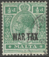 Malta. 1917 War Tax. ½d Used. SG 92. M3090 - Malte