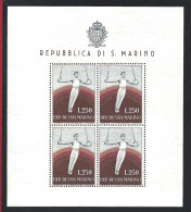 1955 SAN MARINO, Foglietto N. 17, Ginnasta, MNH**, Certificato Filatelia De Simoni - Hojas Bloque