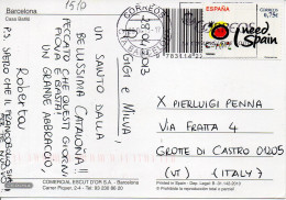 Philatelic Postcard With Stamps Sent From SPAIN To ITALY - Lettres & Documents