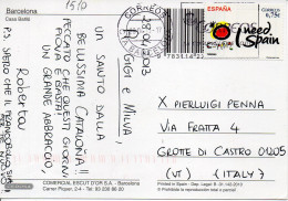 Philatelic Postcard With Stamps Sent From SPAIN To ITALY - Brieven En Documenten