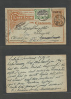 BELGIAN CONGO. 1913 (23 Aug) Luliefurwankurij - Germany, Darmstadt. Via Kinshasa (8 Sept) 5c 15c Brown Ovptd Stationary  - Autres & Non Classés