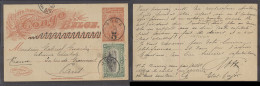 BELGIAN CONGO. 1910 (16 May). Boma - France, Paris. 5c Ovptd Stat Card 5c Adtl Cds. Military Text. - Other & Unclassified