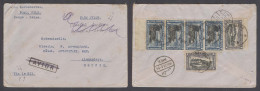 BELGIAN CONGO. 1933 (23 July). Foko / Uele - Egypt / Alexandrie / Mex (10 Aug). Multifkd Reverse Env Intended Airmail +  - Andere & Zonder Classificatie