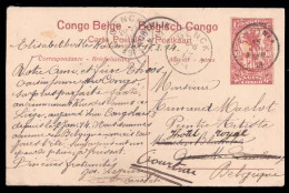 BELGIAN CONGO. 1914 (15 Feb). Sakania - Belgium. Fwded 10c Stat Card / Over. - Other & Unclassified