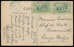 BELGIAN CONGO. 1916 (23 May). Dakar - Belgian Congo. KWAMOUTH. Fkd PPC (2 Subtypes) Cds + Via Kinshasha. V Rare African  - Other & Unclassified