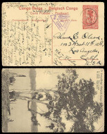 BELGIAN CONGO. 1918 (9 Dic). Lukula - Aba - USA. Mns Via Cairo - Khartum. 10c Stat Card Via SUDAN / Transit Censorship.  - Altri & Non Classificati