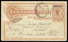 BELGIAN CONGO. 1911 (9 March). REPLYCARD Used Back From Belgium. Alost To Kasindi, Via Kima-Mombassa-Entebbe (31 March)- - Other & Unclassified