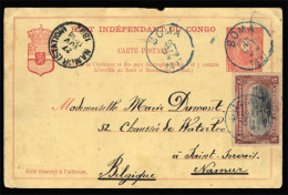 BELGIAN CONGO. 1897. Early Stationery. Aditional Franking. Boma. To Namur…Very Scarce. F-VF. - Altri & Non Classificati