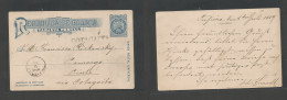 BOLIVIA. 1889 (5 Julio) Tupiza - Camargo, Via Cotagaita, 2c Blue Stat Card, Straighline Name Town (prephilatelic Pmk) De - Bolivie