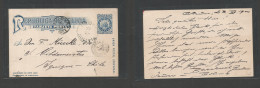 BOLIVIA. 1900 (23 Dec) Oruro - Chile, Iquique (30 Dec) 2c Blue Stat Card Via Antofagasta. Better Dest Usage. - Bolivie