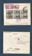 BOLIVIA. 1945 (28 Sept) La Paz - South Africa, Johanesburg. Via Miami - NYC (3 Oct) Registered Air Reverse Multifkd Env  - Bolivie