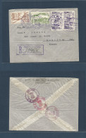 BOLIVIA. 1939 (23 Dec) La Paz - Canada, Hamilton, ONT (Dec 28-29) Registered Multifkd. Socialist Issue Multifkd Env. Via - Bolivie