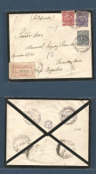 BOLIVIA. 1927 (19 Dec) Sucre - Argentina, Buenos Aires (30 Dic) Registered Tricolor 35c. Rate + Special International Ca - Bolivie