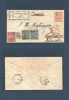 BOLIVIA. 1898 (Sept) La Paz - Netherlands, Amsterdam (13 Oct) Via London - Callao. Registered 10c. Orange Stationery Env - Bolivie
