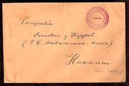 BOLIVIA. C.1920's. Sorasora - Huanuni. Unfkd Env / Violet Cachet "Correos / Canton / Franca / Sorasora / Bolivia" (xxx). - Bolivie