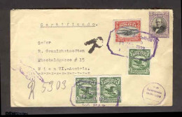 BOLIVIA. 1933. La Paz / Austria. Multicolor Registered 20c. Stat Env. Special Pmk. "Intervenido/ Correos". - Bolivia