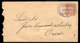 BOLIVIA. 1900. Cochabamba To Oruro. 10c Stationery Envelope. Roughly Opened. With Oval Violet Cachet "Admon.Pral. De Cor - Bolivien