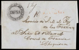 BOLIVIA. 1840 (12 Feb). Tacna - Chiquisaca. French Consular Mail. EL Full Tex With French Consular Cachet On Front (xxx) - Bolivien