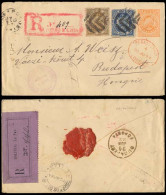 BOLIVIA. 1894. Potosi - Hungary. Registrd 10c Stat Env + 2 Adtls Incl. 20c Proper Aux Marks + Callao And London Transits - Bolivie