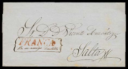 BOLIVIA. C.1844. E. "FRANCA" Mns Boxed "Por Su Amigo Castillo" To Salta. VF. - Bolivie