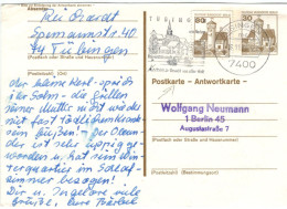 Ganzsache Burg Ludwigstein Werratal - Universitätsstadt 7400 Tübingen Am Neckar 1980 - Zufrankierung Antwortkarte - Postales - Usados