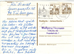 Ganzsache Burg Ludwigstein Werratal - Universitätsstadt 7400 Tübingen Am Neckar 1980 - Zufrankierung Antwortkarte - Postcards - Used