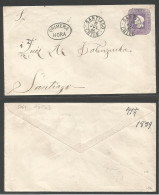 CHILE - Stationery. 1886 (15 July) Santiago Local Stat Env, Soft Solid Paper, 5 Cts Lilac, Cds + Oval "Primera Hora" (xx - Chile