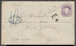 CHILE - Stationery. 1893 (22 July). Valp - Peru, Lima (6 Ago). 5cts Lilac Early Stat Type Env Paper No Wnk Multada Cross - Chile