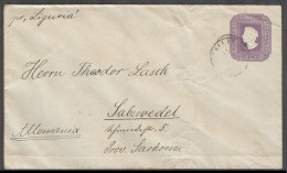 CHILE - Stationery. C.1890. Chillan - Germany, Salzwedel. Early 5c Lilac Stat Env Paper Wavy Lines 240 Degrees. Per Ligu - Chile